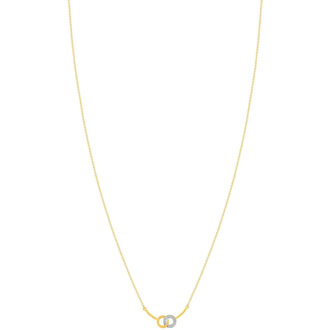 Collier or 375 jaune 2 tons diamants 45cm anneau de raccourcissement 42cm
