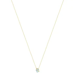 Collier or jaune 375 topaze bleue traitée 42 cm
