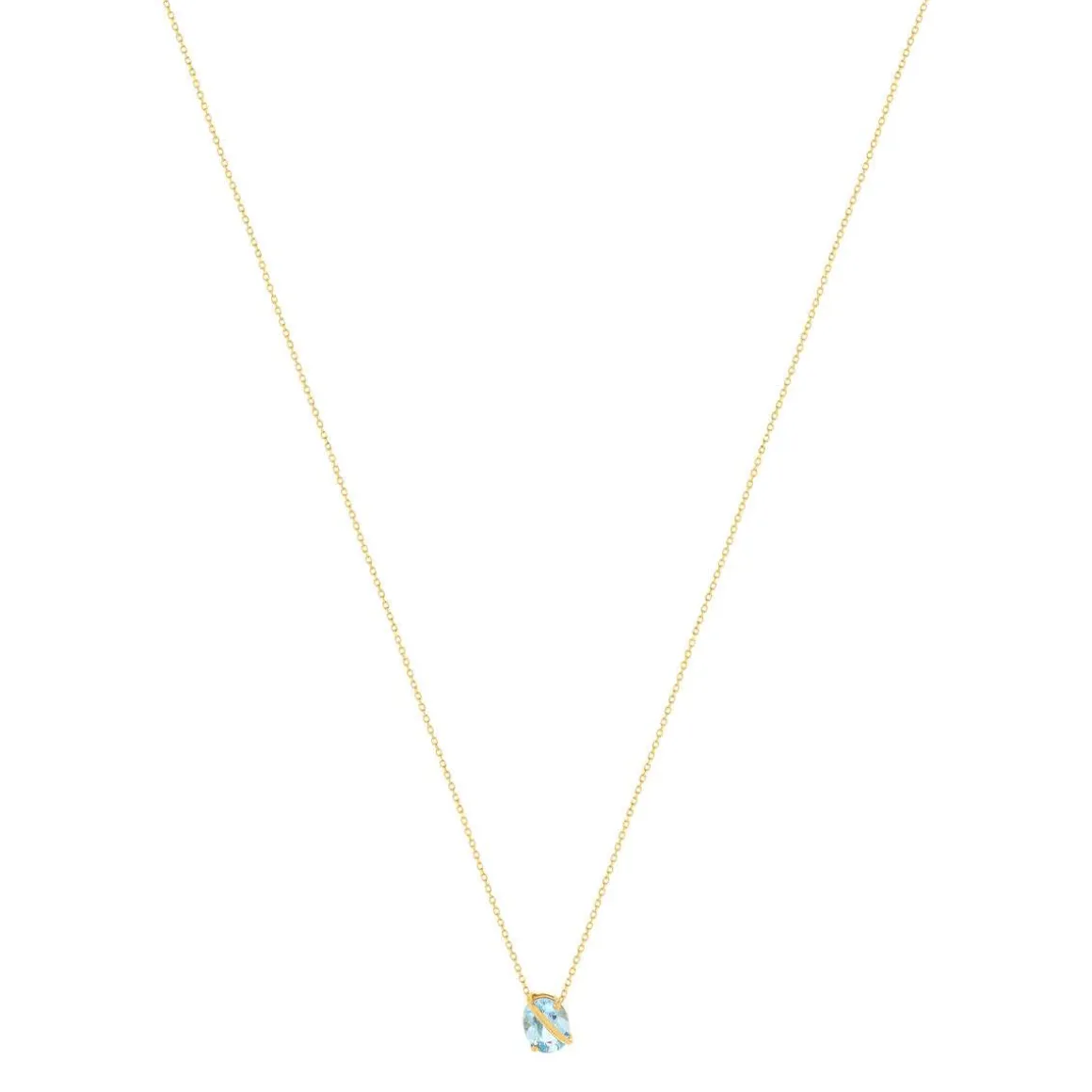 Collier or jaune 375 topaze bleue traitée 42 cm