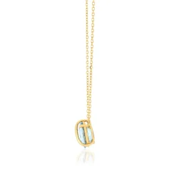 Collier or jaune 375 topaze bleue traitée 42 cm