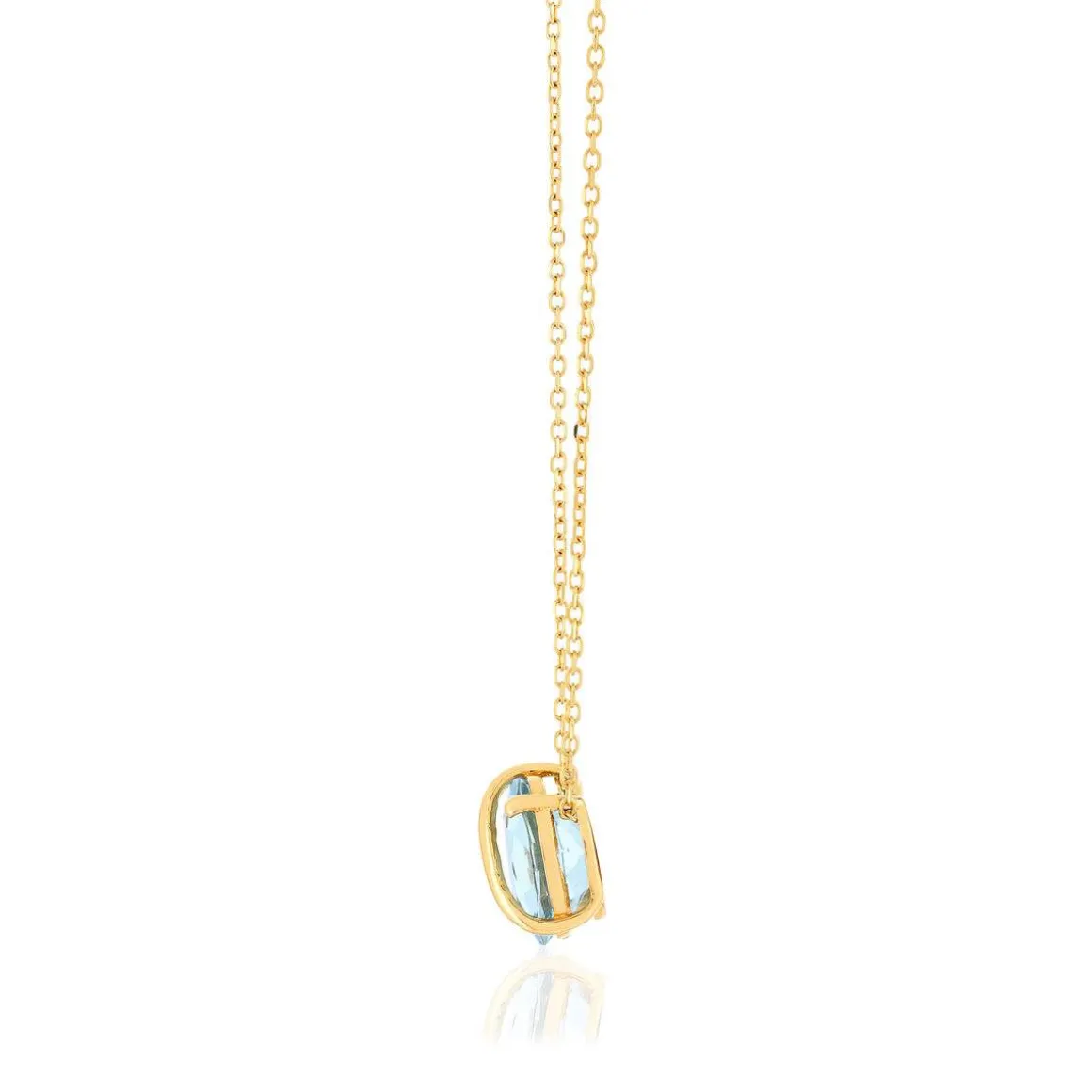 Collier or jaune 375 topaze bleue traitée 42 cm