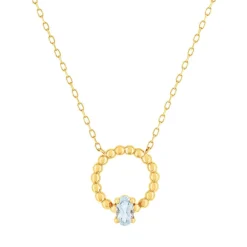 Collier or 375 jaune topaze bleue traitée 45cm