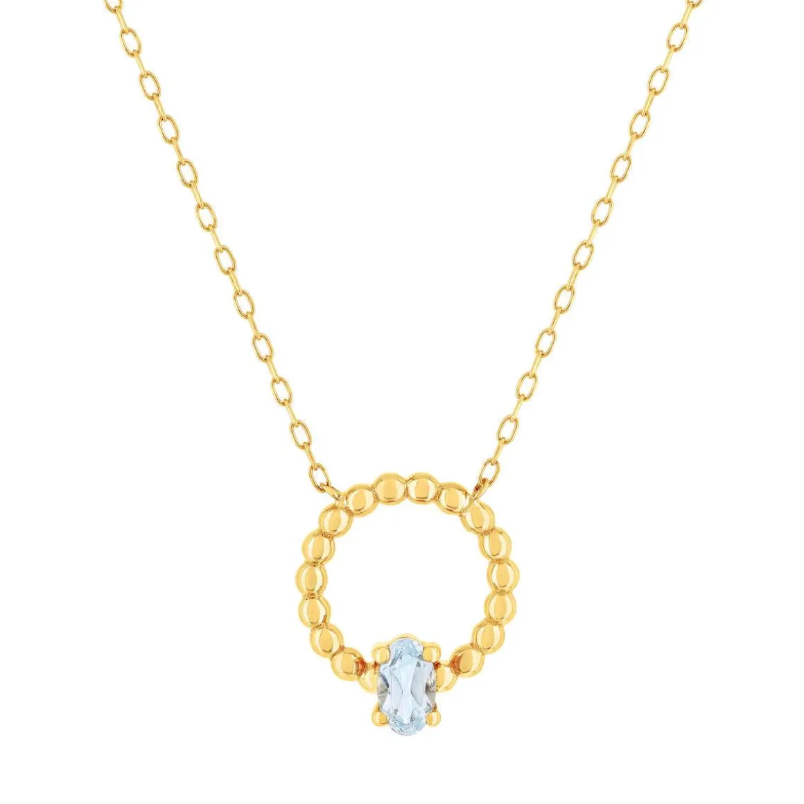 Collier or 375 jaune topaze bleue traitée 45cm