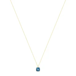 Collier or 750 jaune topaze London Blue traitée 45cm