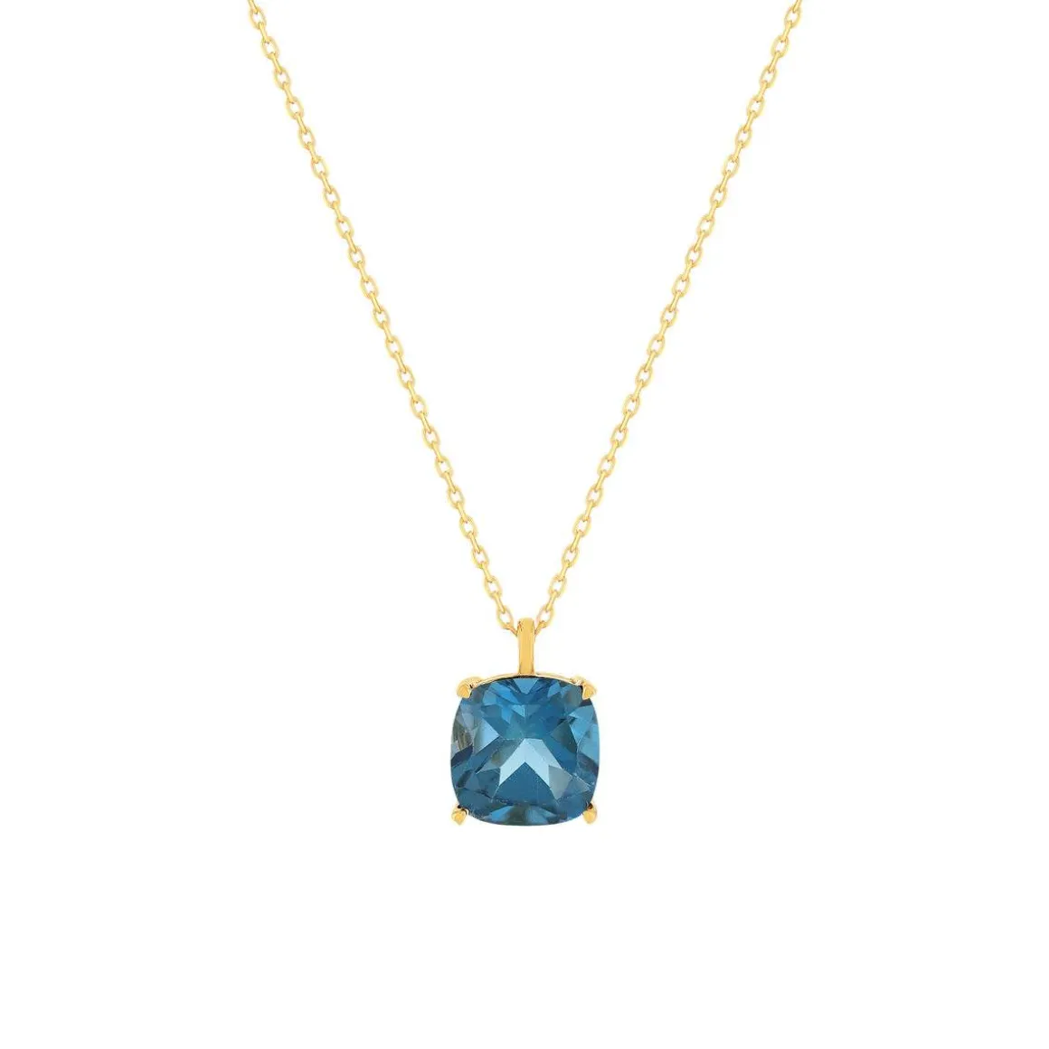 Collier or 750 jaune topaze London Blue traitée 45cm