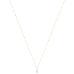 Collier or 750 jaune topaze Sky Blue traitée et diamants 45cm