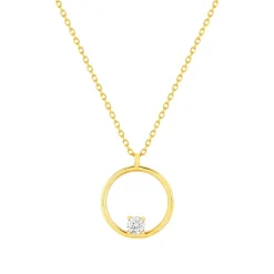 Collier or 375 jaune zirconia blanc 45 cm