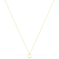 Collier or 375 jaune zirconia blanc 45 cm