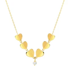 Collier or jaune 750 zirconia 42 cm motif coeur