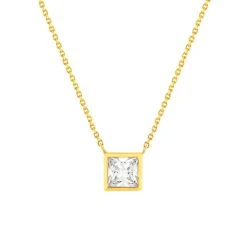 Collier or 375 jaune zirconias blancs 45 cm