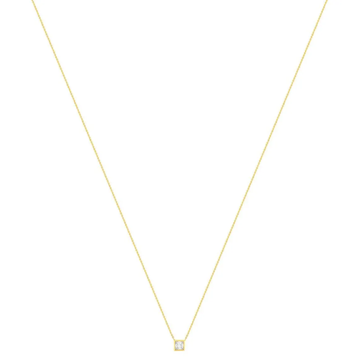 Collier or 375 jaune zirconias blancs 45 cm