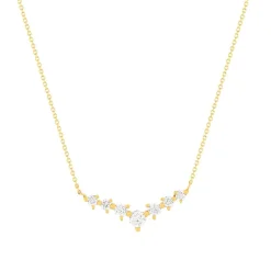 Collier or 375 jaune zirconias blancs 45 cm