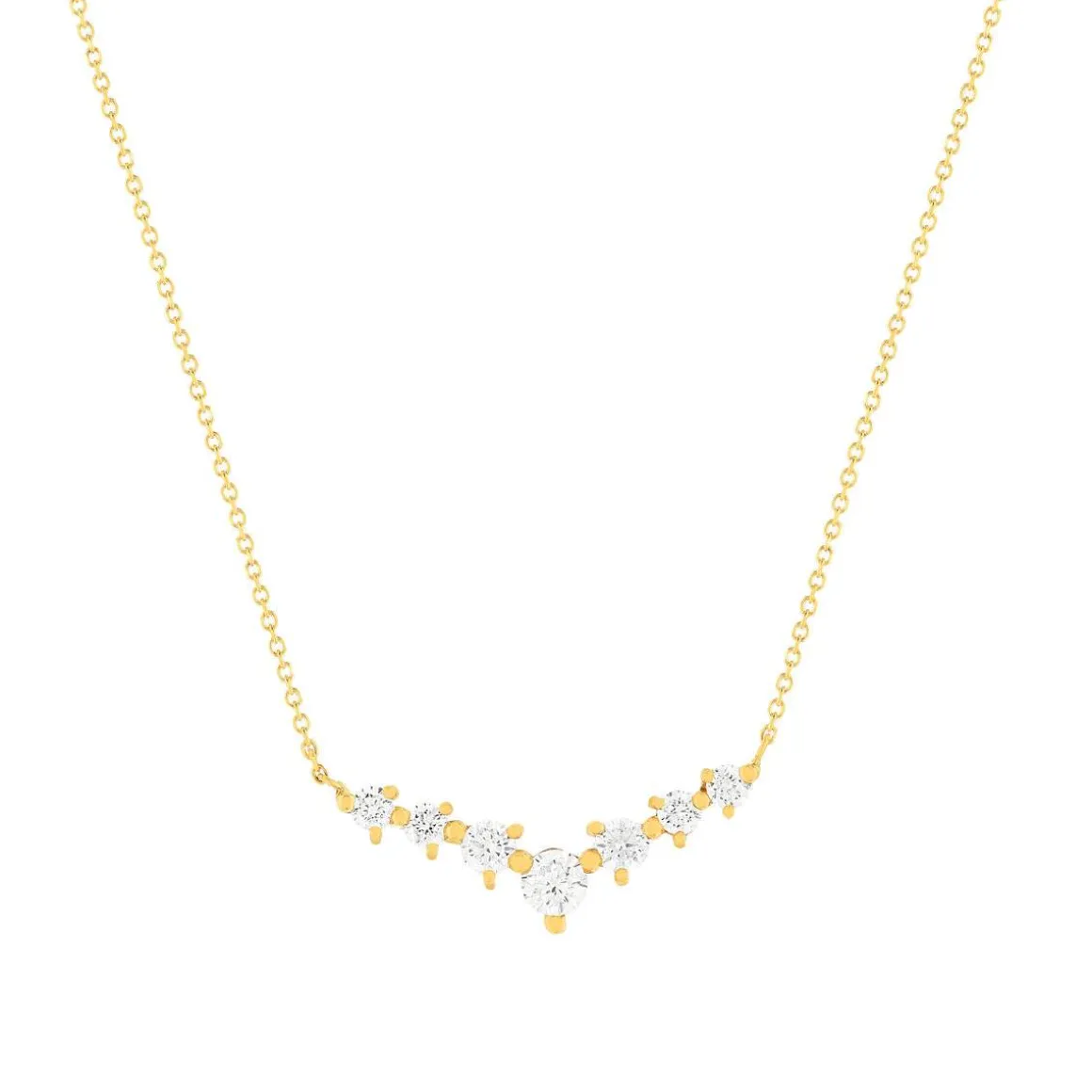 Collier or 375 jaune zirconias blancs 45 cm