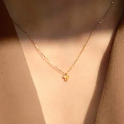 Collier or 375 jaune zirconias motif nid d'abeilles 45cm