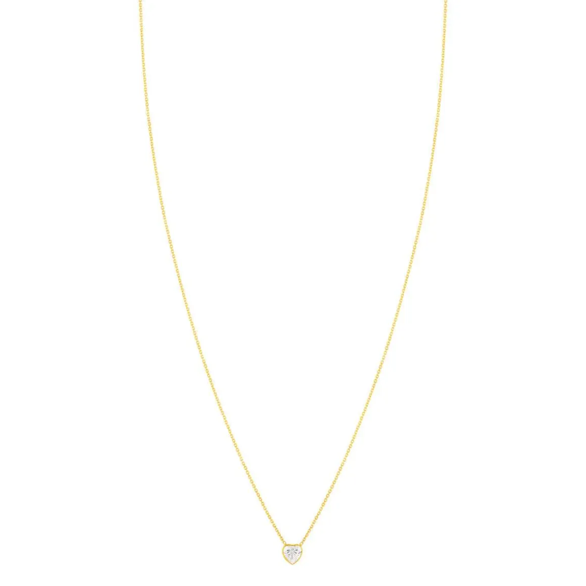 Collier or 375 jaune zirconias, motif coeur 45cm