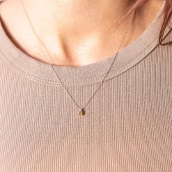 Collier or 375 rose citrine zirconia, 45 cm