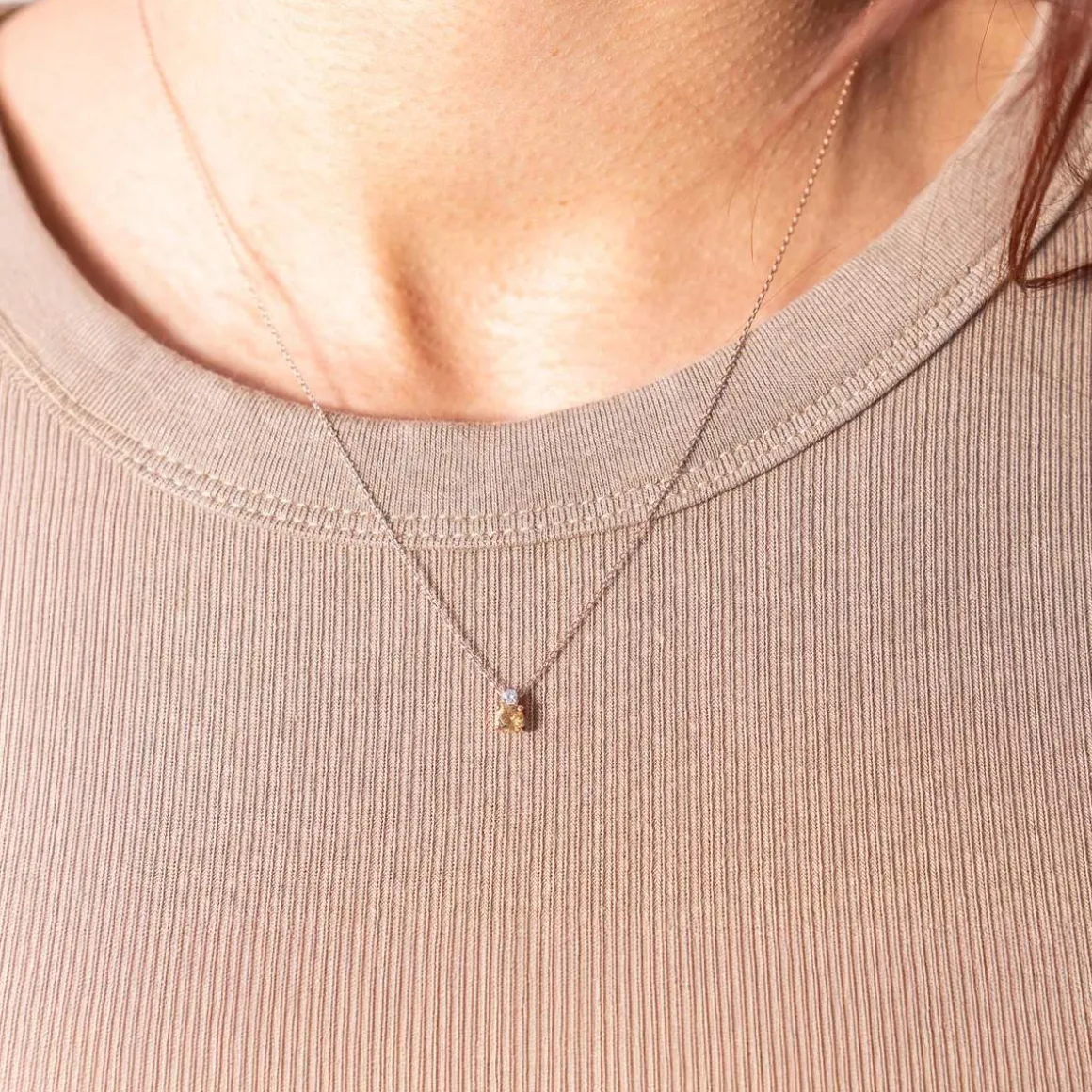 Collier or 375 rose citrine zirconia, 45 cm
