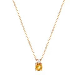 Collier or 375 rose citrine zirconia, 45 cm