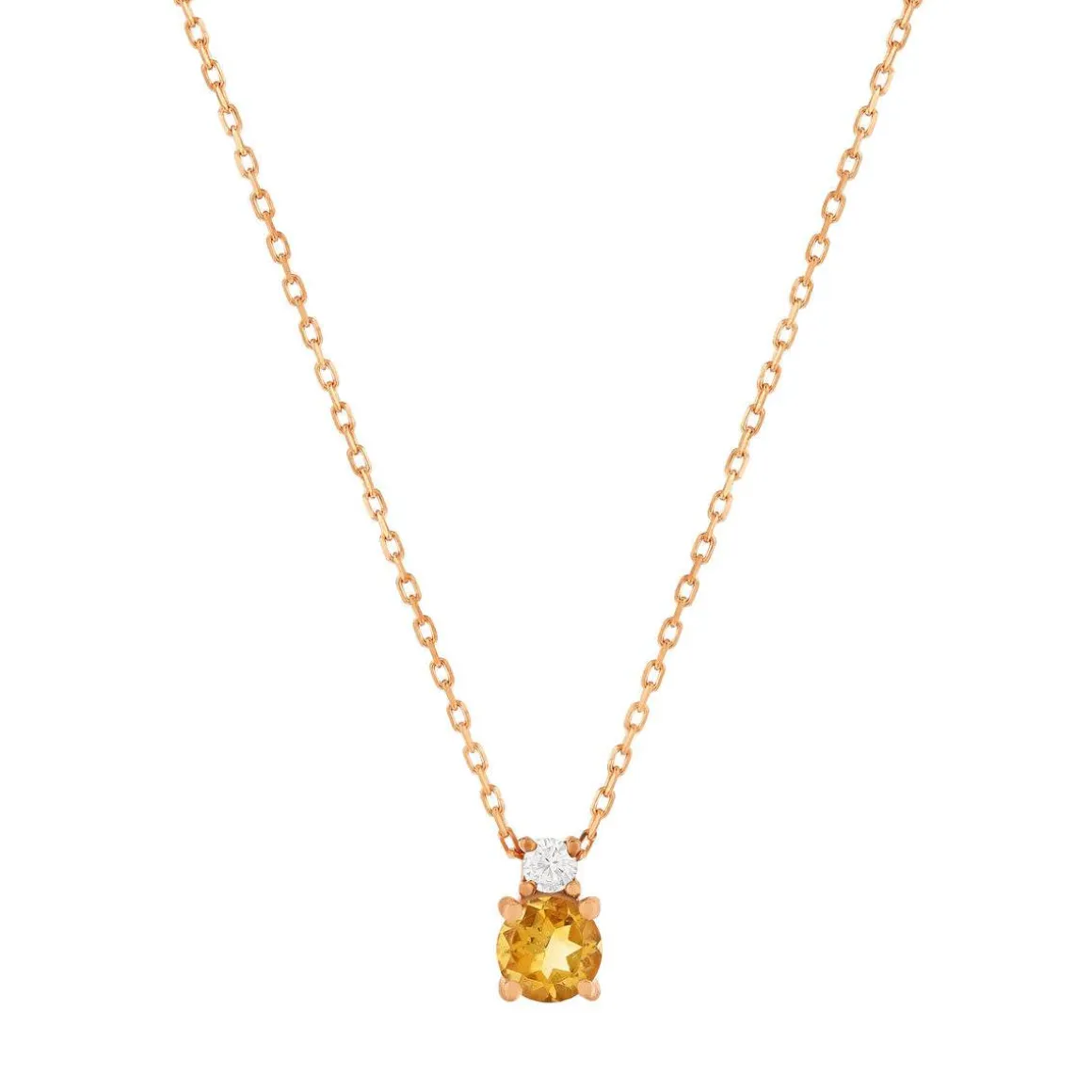 Collier or 375 rose citrine zirconia, 45 cm