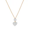 Collier or 375 rose coeur diamants 42 cm