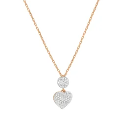 Collier or 375 rose coeur diamants 42 cm