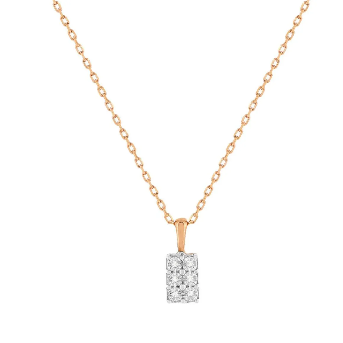 Collier or 375 rose diamants 45 cm