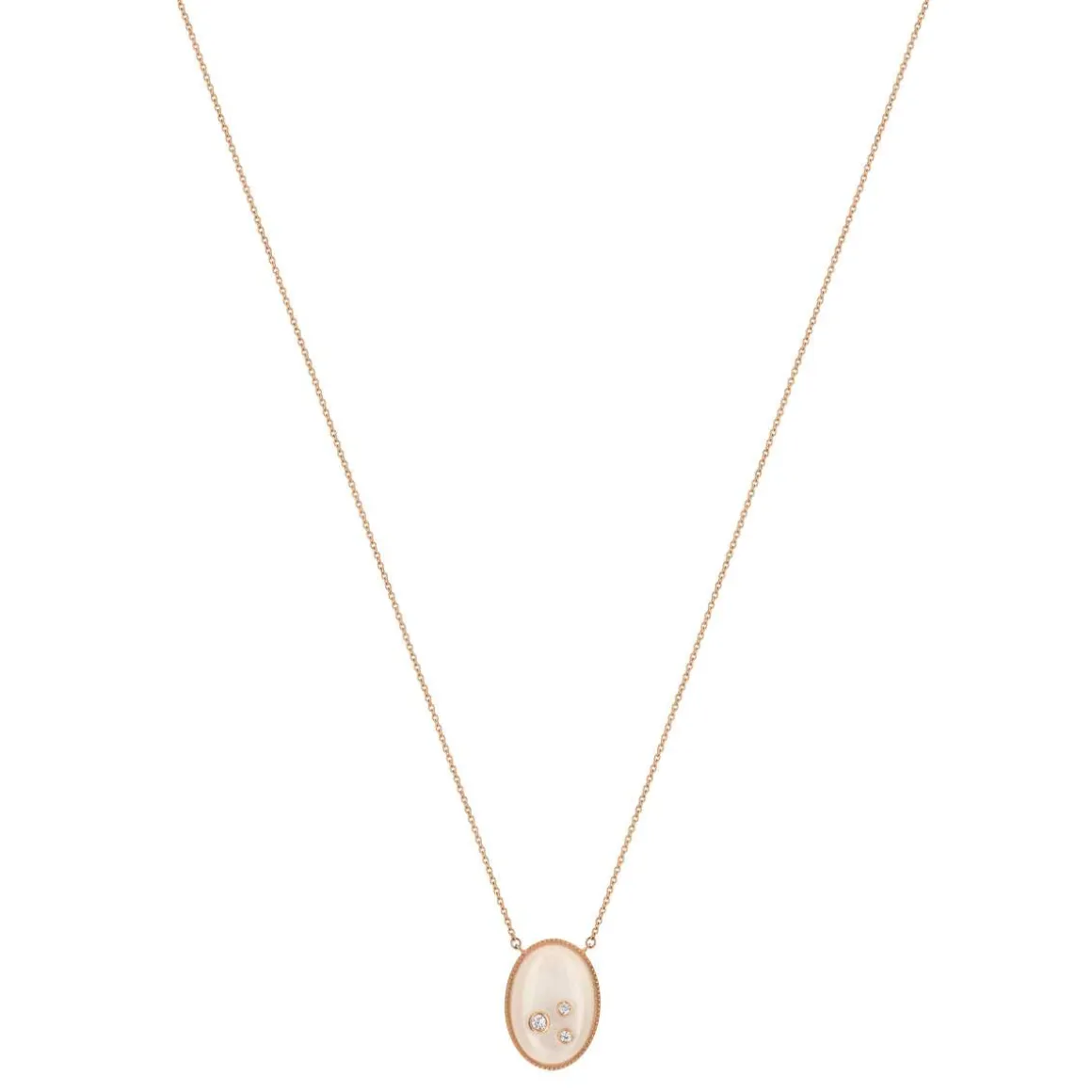 Collier or 375 rose pierre de lune et zirconia