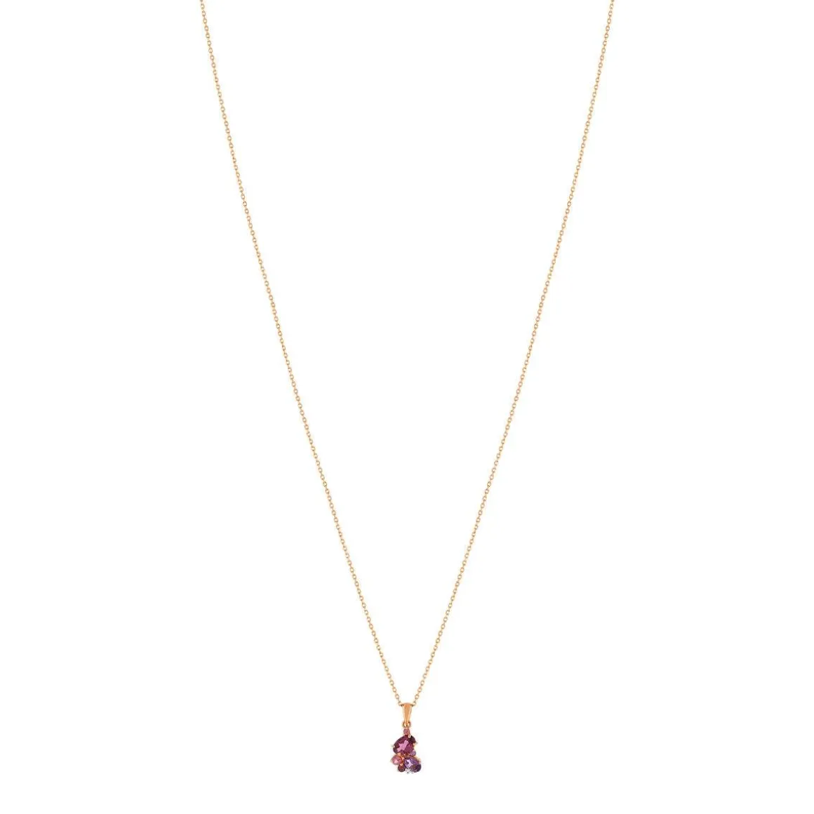 Collier or 375 rose pierres fines et diamant 45 cm