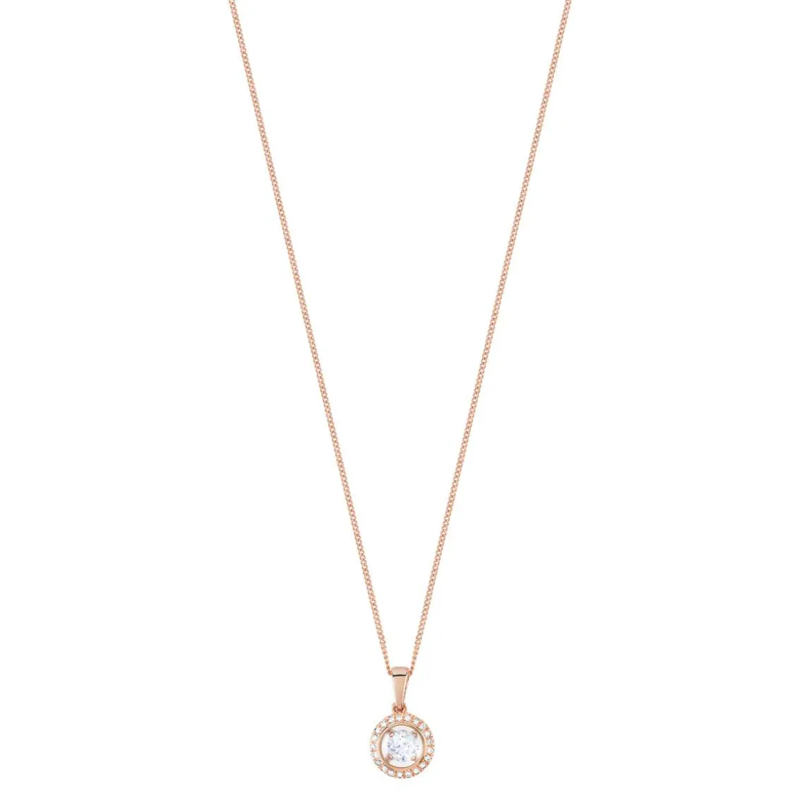 Collier or 375 rose rond diamants 45 cm