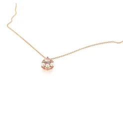 Collier or 375 rose topaze rose traitée zirconia et perle