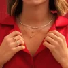 Collier 2 ors 375 double rang boules 42 cm