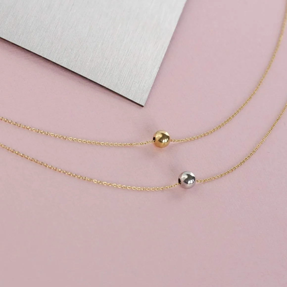 Collier 2 ors 375 double rang boules 42 cm