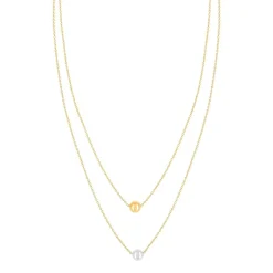 Collier 2 ors 375 double rang boules 42 cm