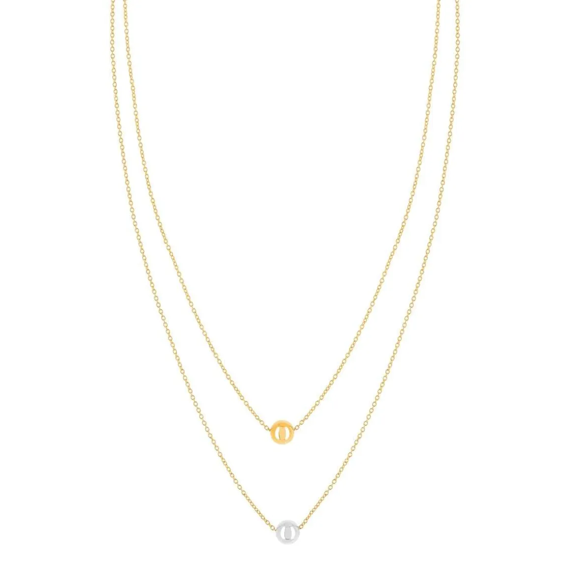 Collier 2 ors 375 double rang boules 42 cm