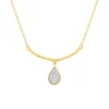 Collier or 375 2 tons diamants 42 cm, motif goutte