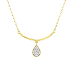 Collier or 375 2 tons diamants 42 cm, motif goutte