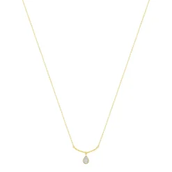 Collier or 375 2 tons diamants 42 cm, motif goutte
