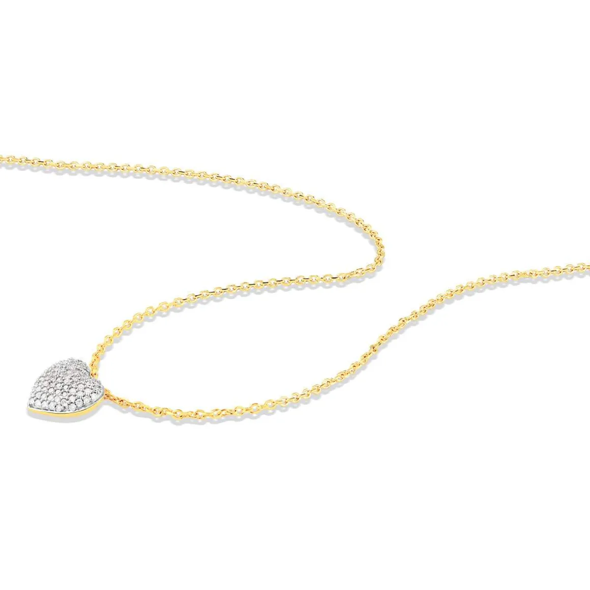 Collier or 750 2 tons diamants 42cm motif coeur