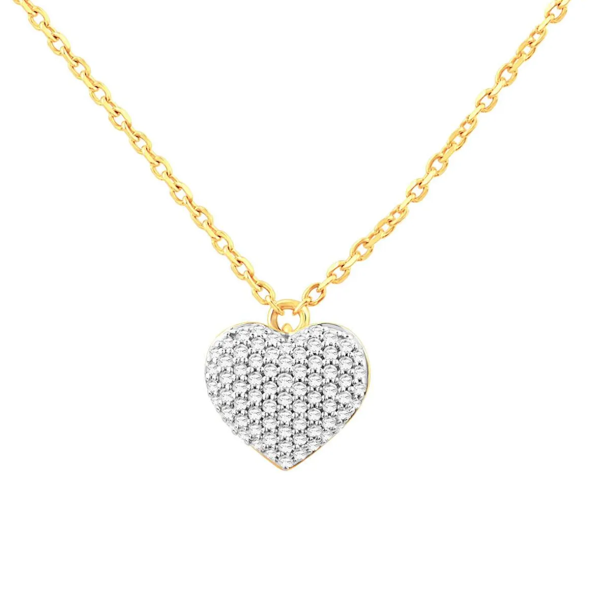 Collier or 750 2 tons diamants 42cm motif coeur