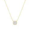 Collier or 375 2 tons diamants 42 cm motif carré