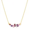 Collier or 375 2 tons diamants pierres précieuses et fines 45cm anneau de raccourcissement à 42cm