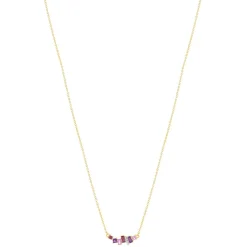Collier or 375 2 tons diamants pierres précieuses et fines 45cm anneau de raccourcissement à 42cm