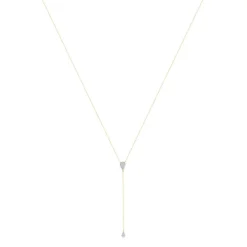 Collier or  375 2 tons, forme goutte, diamants. Longueur 45 cm.