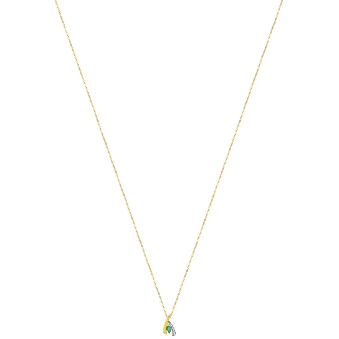 Collier or 375 2 tons émeraude 45 cm