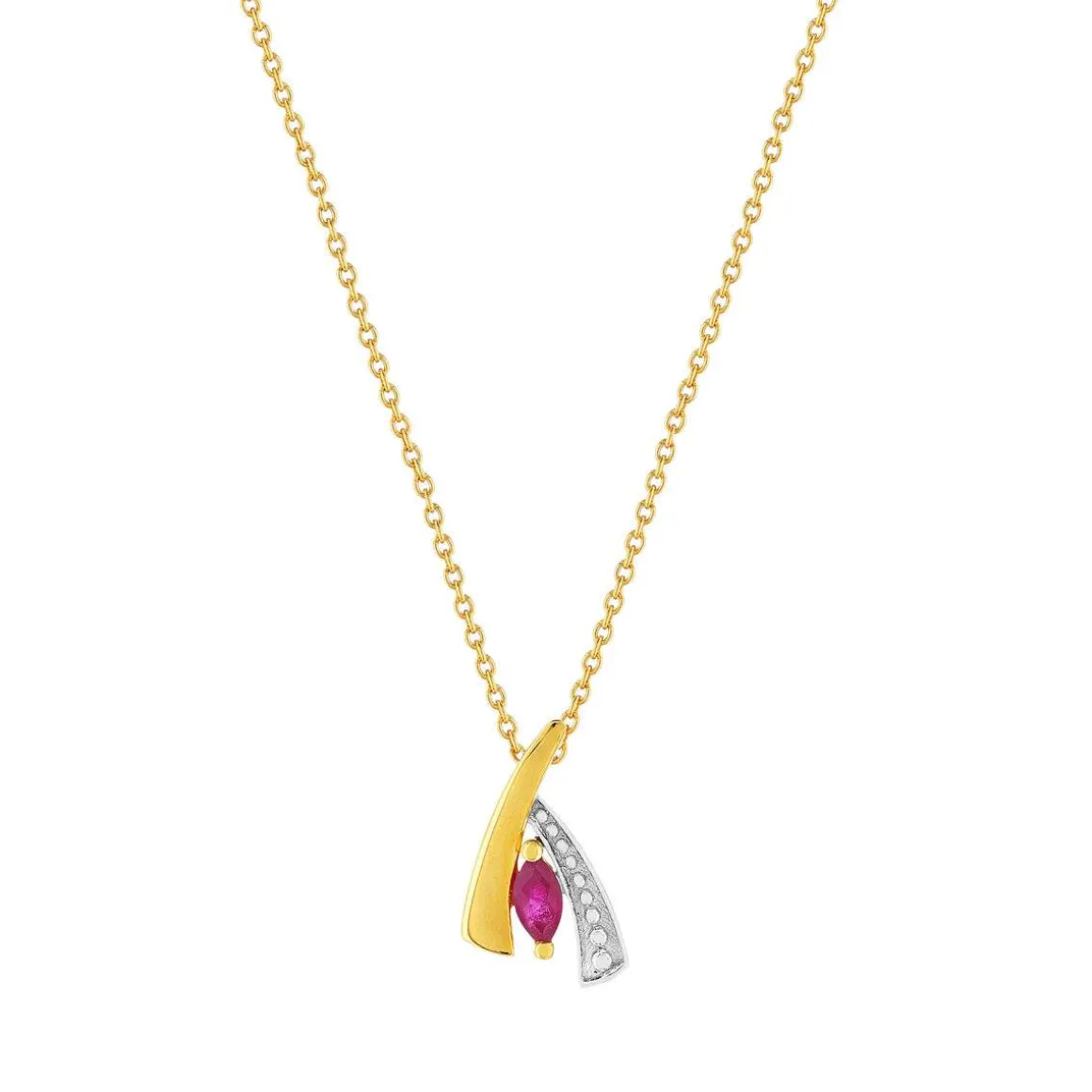 Collier or 375 2 tons rubis 45 cm