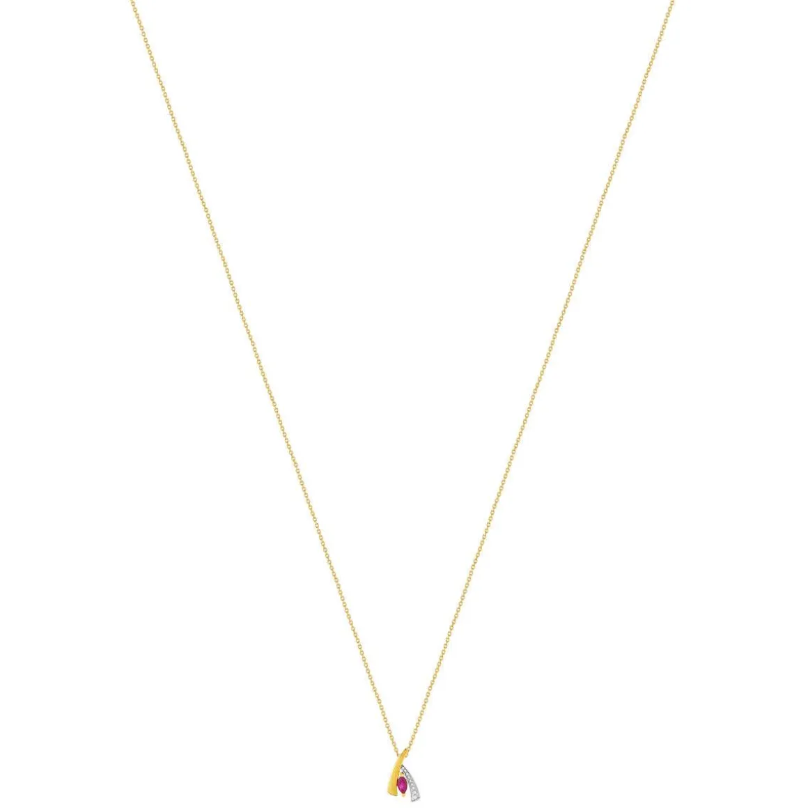 Collier or 375 2 tons rubis 45 cm