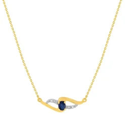 Collier or 375 2 tons saphir diamants 45 cm