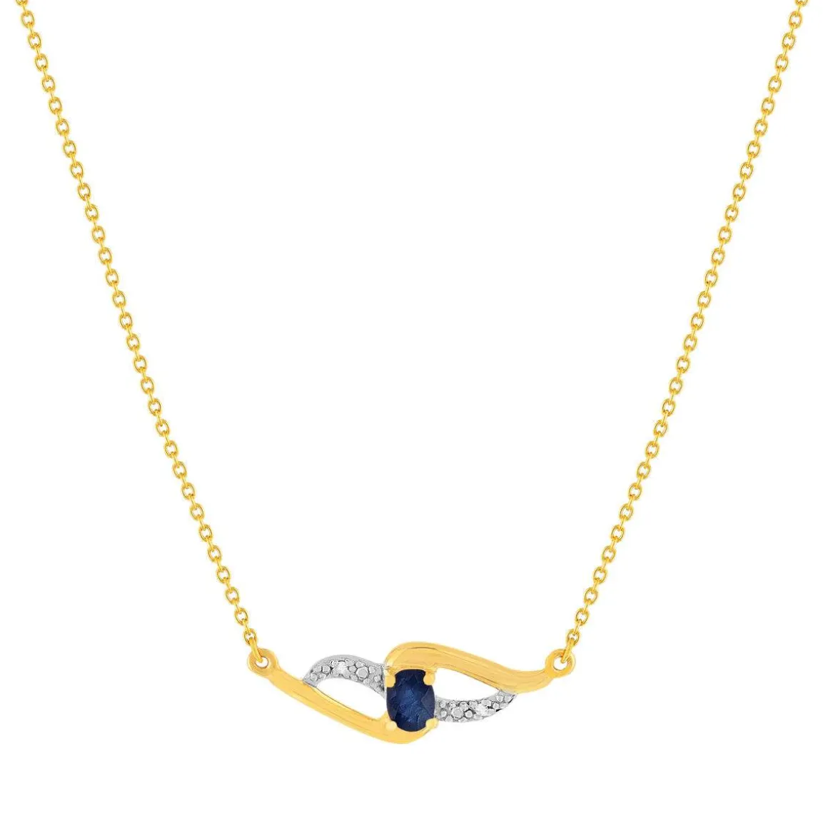 Collier or 375 2 tons saphir diamants 45 cm