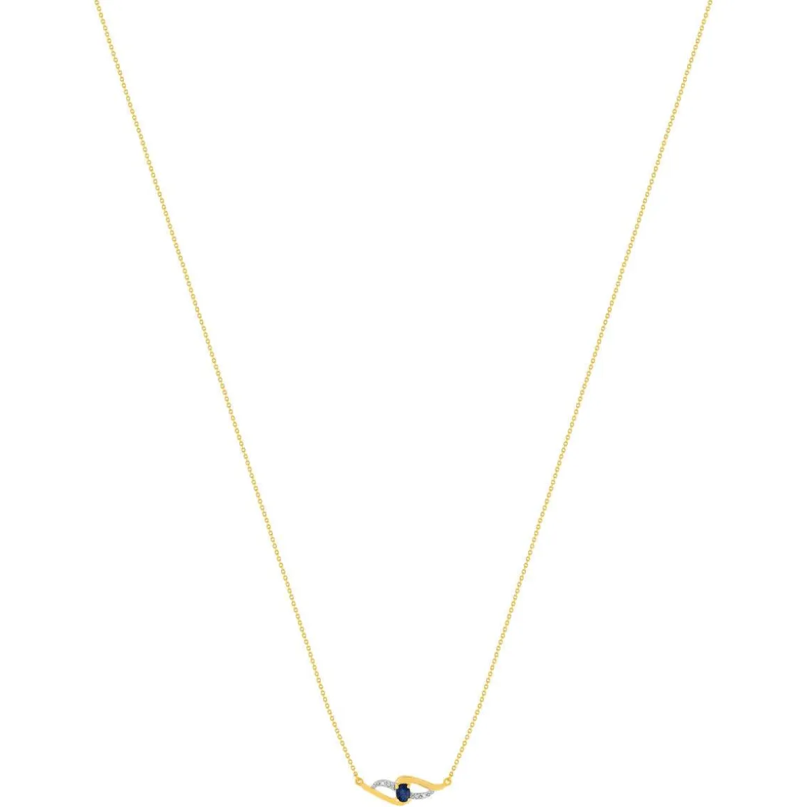 Collier or 375 2 tons saphir diamants 45 cm