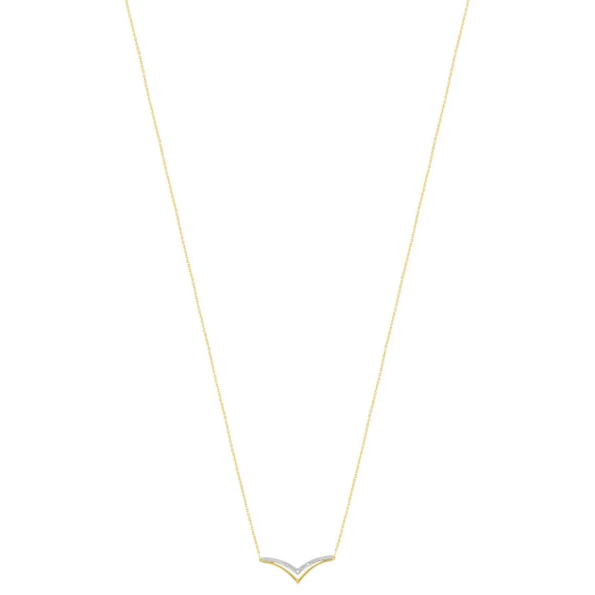 Collier or 375 2 tons "V" diamants 42 cm